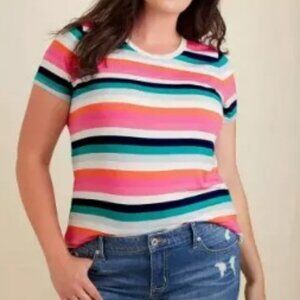 Torrid Multi Color SLim Fit Striped Crew Neck Tee 3 3X 22/24 NWT